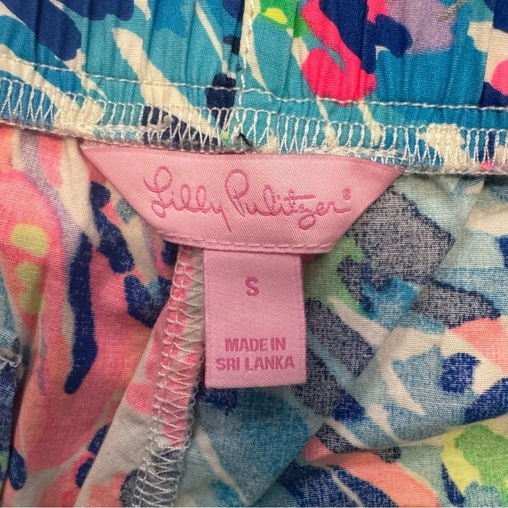 Lilly Pulitzer Dive In Ocean View Boardshorts Tie Dye Elastic Waist Womens Sz. S